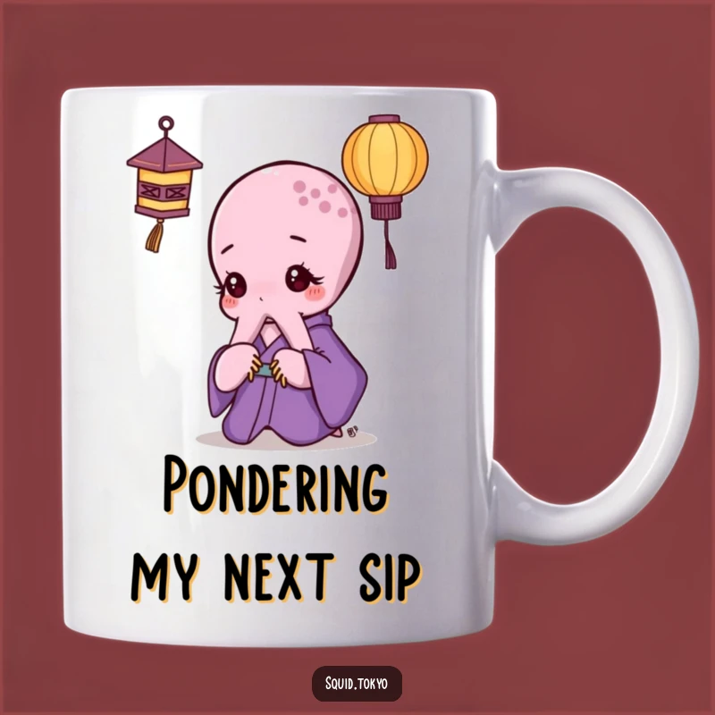 Funny Kawaii Octopus Lantern Mug: Purple Kimono Thoughtful Octopus Gift