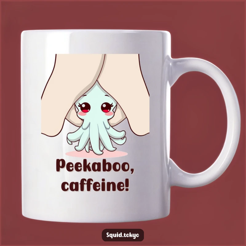 Funny Kawaii Squid Peeking Mug: Adorable Anime Character, Perfect Funny Gift Idea