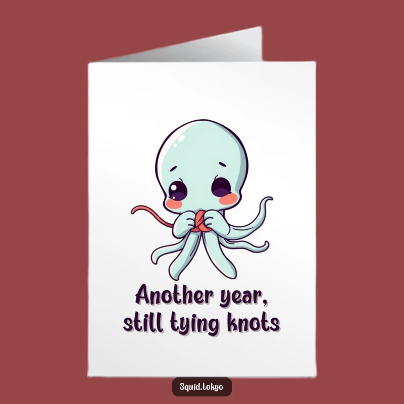 Free Printable Birthday Card: Funny Kawaii Squid Knot Card, Perfect Downloadable Gift