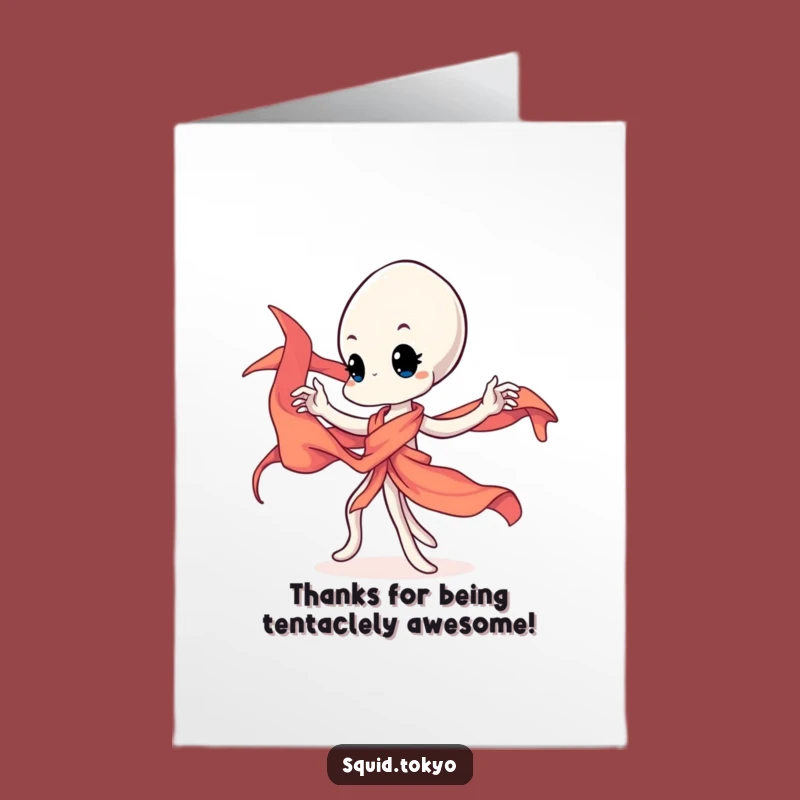 Free Printable Thank You Card: Kawaii Squid Dancer, Downloadable Gratitude with Flair