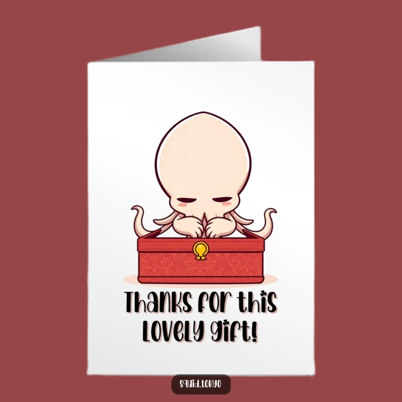 Free Printable Thank You Card: Kawaii Squid Bow, Downloadable Gratitude with Deep Respect