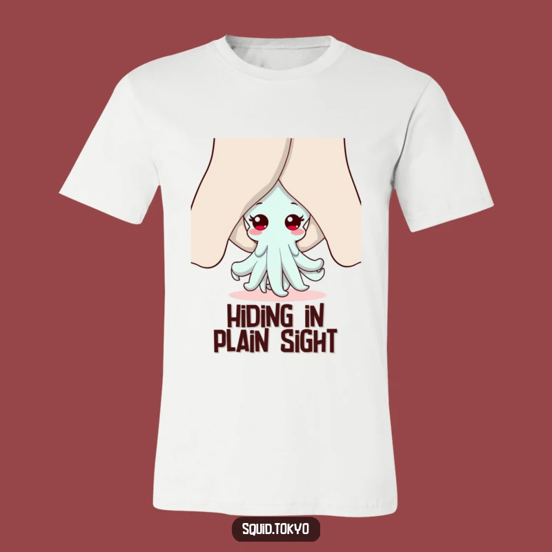 Funny Kawaii Squid T-Shirt: Playful Peek-a-Boo Tee, Awesome Funny Gift Apparel