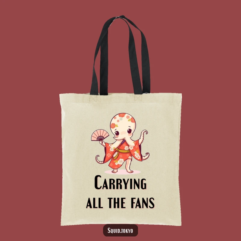 Funny Kawaii Octopus Tote Bag: Floral Kimono Fan Dance Carry-All Gift